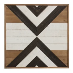 Wall Plaques-Kirkland's Home Multicolor Baralt Shiplap Wood Wall Plaque Brown/Black/White