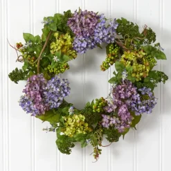 Wreaths-Kirkland's Home Multicolor Hydrangea And Berry Wreath Green/Multi