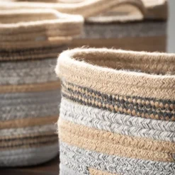 Baskets & Boxes-Kirkland's Home Multicolor Jute And Polyester Baskets, Set Of 3 Tan/Gray/Multi
