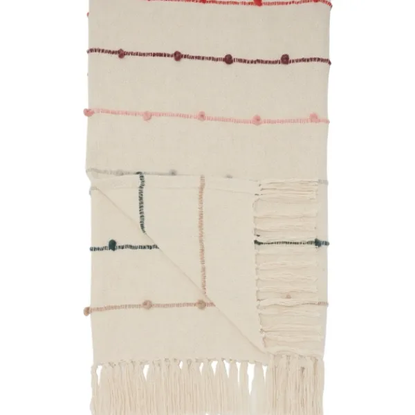 Blankets & Throws-Kirkland's Home Multicolor Loop Striped Throw Ivory/Multi