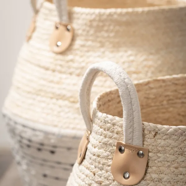 Baskets & Boxes-Kirkland's Home Multicolor Natural Maize Woven Baskets, Set Of 2 Multi/White/Tan