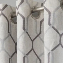 Curtains & Drapes-Kirkland's Home Mushroom Interlock Single Curtain Panel, 84 In. Gray/Ivory