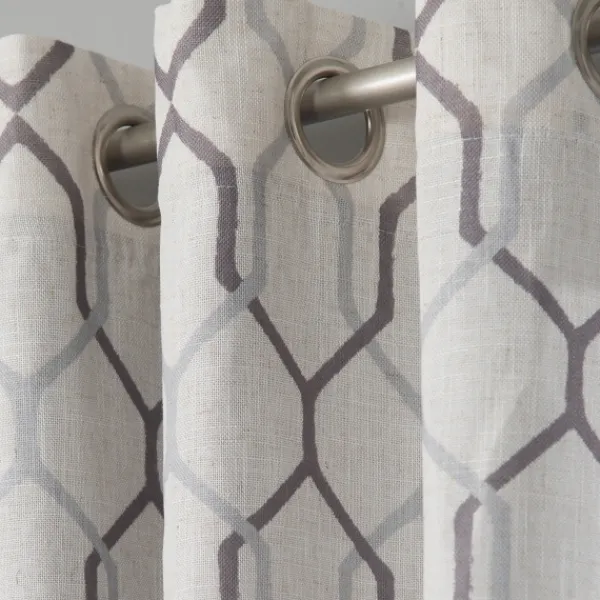 Curtains & Drapes-Kirkland's Home Mushroom Interlock Single Curtain Panel, 84 In. Gray/Ivory