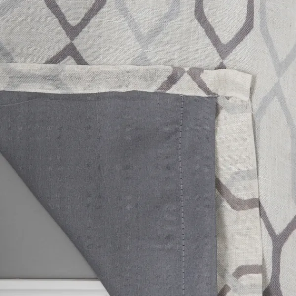 Curtains & Drapes-Kirkland's Home Mushroom Interlock Single Curtain Panel, 84 In. Gray/Ivory