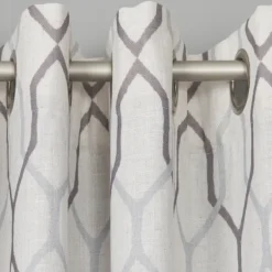 Curtains & Drapes-Kirkland's Home Mushroom Interlock Single Curtain Panel, 84 In. Gray/Ivory