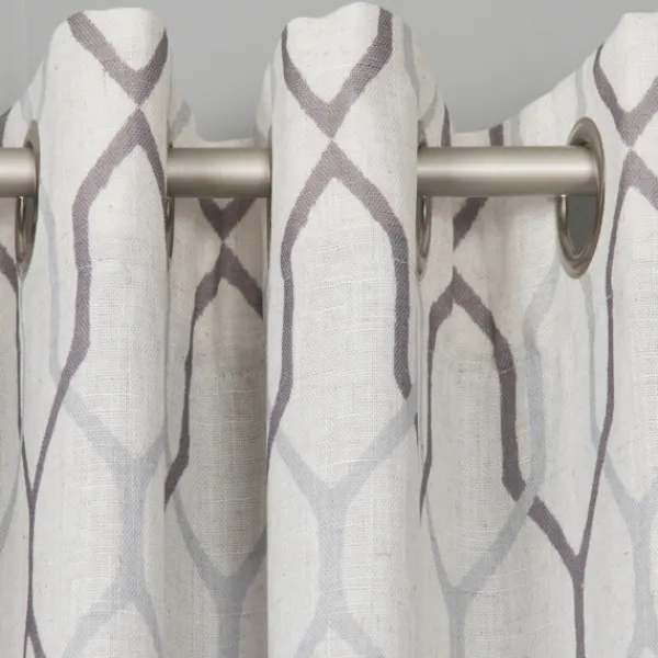 Curtains & Drapes-Kirkland's Home Mushroom Interlock Single Curtain Panel, 84 In. Gray/Ivory
