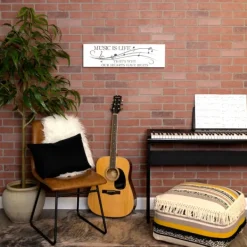 Wall Quotes & Signs-Kirkland's Home Music Is Life Wall Plaque White/Black