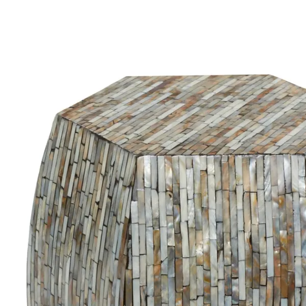 Accent & End Tables-Kirkland's Home Mussel Shell Hexagonal Accent Table Multi