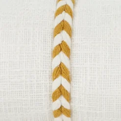 Pillows-Kirkland's Home Mustard Braided Twist Lumbar Throw Pillow Yellow/White