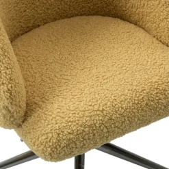 Office Furniture-Kirkland's Home Mustard Sherpa Upholstered Swivel Office Chair Yellow