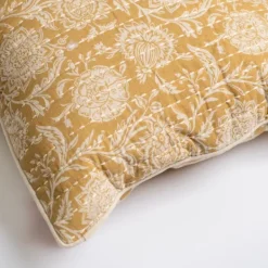 Pillows-Kirkland's Home Mustard Stitched Blossoms Pillow Yellow