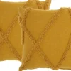 Pillows-Kirkland's Home Mustard Tufted Abstract Diamond Pillows, Set Of 2 Yellow