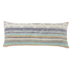 Pillows-Kirkland's Home Myrtle Tufted Stripes Lumbar Pillow Blue/Gray/Ivory