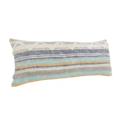 Pillows-Kirkland's Home Myrtle Tufted Stripes Lumbar Pillow Blue/Gray/Ivory