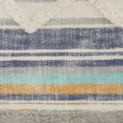 Pillows-Kirkland's Home Myrtle Tufted Stripes Lumbar Pillow Blue/Gray/Ivory