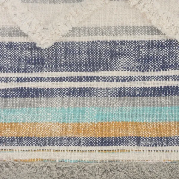 Pillows-Kirkland's Home Myrtle Tufted Stripes Lumbar Pillow Blue/Gray/Ivory