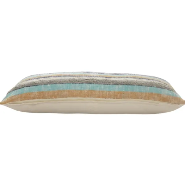 Pillows-Kirkland's Home Myrtle Tufted Stripes Lumbar Pillow Blue/Gray/Ivory