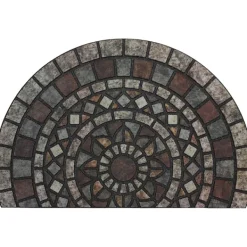 Doormats-Kirkland's Home Mythos Stone Mosaic Slice Doormat Gray/Black