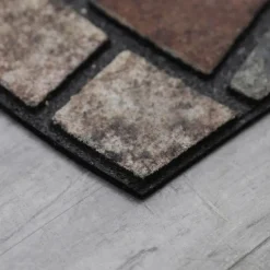 Doormats-Kirkland's Home Mythos Stone Mosaic Slice Doormat Gray/Black