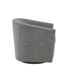 Accent Chairs-Kirkland's Home Nailhead Swivelling Barrel Accent Chair Gray