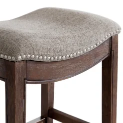 Bar Stools & Counter Height Stools-Kirkland's Home Nailhead Trim Saddle Bar Stool Gray