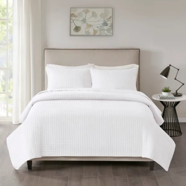 Bedspreads & Coverlets-Kirkland's Home Nash 3-Pc. Reversible King Coverlet Set White
