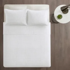 Bedspreads & Coverlets-Kirkland's Home Nash 3-Pc. Reversible King Coverlet Set White