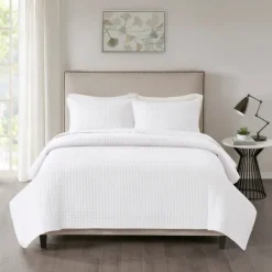 Bedspreads & Coverlets-Kirkland's Home Nash 3-Pc. Reversible Queen Coverlet Set White
