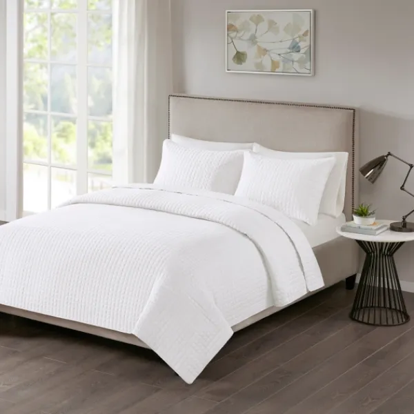 Bedspreads & Coverlets-Kirkland's Home Nash 3-Pc. Reversible Queen Coverlet Set White