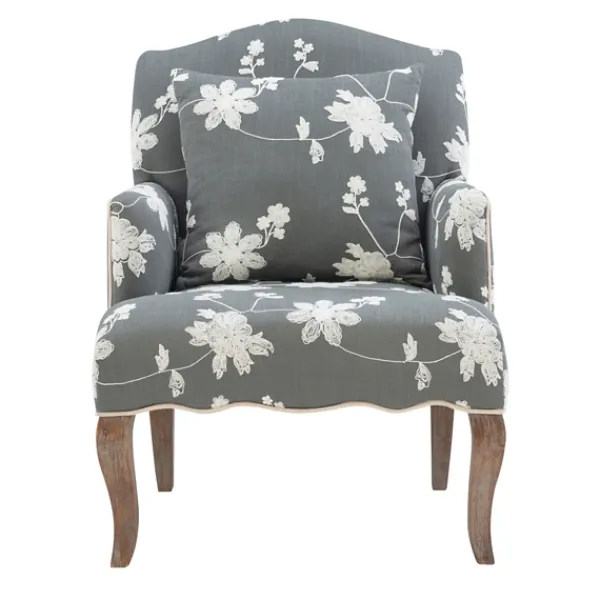 Accent Chairs-Kirkland's Home Natalie Floral Accent Chair Gray/White