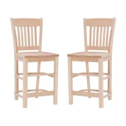 Bar Stools & Counter Height Stools-Kirkland's Home Natie Unfinished Counter Stools, Set Of 2 Tan