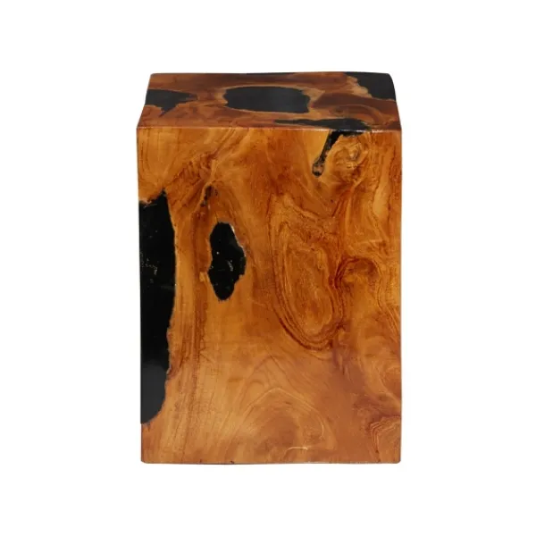 Accent & End Tables-Kirkland's Home Natural Abstract Teak Wood Grain Accent Table Brown