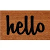 Doormats-Kirkland's Home Natural And Black Coir Hello Doormat, 29X17 In. Tan/Black