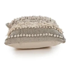 Pillows-Kirkland's Home Natural And Black Cozy Fringe Pillow Black/Ivory