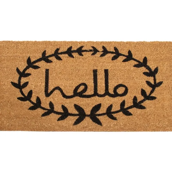 Doormats-Kirkland's Home Natural And Black Laurel Hello Doormat, 72X36 In. Tan/Black