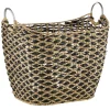 Baskets & Boxes-Kirkland's Home Natural And Black Seagrass Diamond Weave Basket Brown/Black