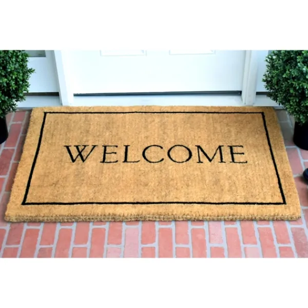 Doormats-Kirkland's Home Natural And Black Welcome Doormat, 48X30 In. Tan/Black