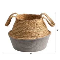 Baskets & Boxes-Kirkland's Home Natural And Gray Woven Jute Planter Basket Tan/Gray