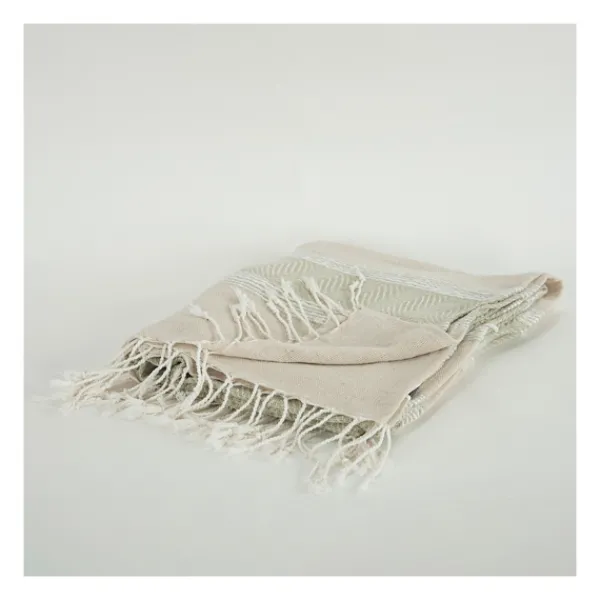 Blankets & Throws-Kirkland's Home Natural And White Colorblock Chevron Throw Tan/Ivory