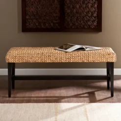 Benches & Ottomans-Kirkland's Home Natural Blanchard Water Hyacinth Bench Tan