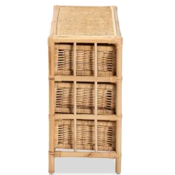 Cabinets & Sideboards-Kirkland's Home Natural Boho Rattan Weave Storage Cabinet