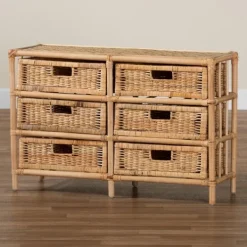 Cabinets & Sideboards-Kirkland's Home Natural Boho Rattan Weave Storage Cabinet