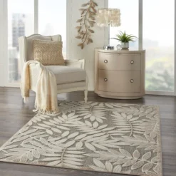 Outdoor Rugs-Kirkland's Home Natural Botanical Outdoor Area Rug, 6X9 Gray/Tan