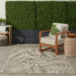 Outdoor Rugs-Kirkland's Home Natural Botanical Outdoor Area Rug, 6X9 Gray/Tan