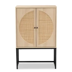 Cabinets & Sideboards-Kirkland's Home Natural Cane And Wood 2-Door Cabinet