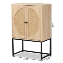 Cabinets & Sideboards-Kirkland's Home Natural Cane And Wood 2-Door Cabinet