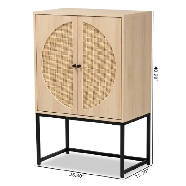 Cabinets & Sideboards-Kirkland's Home Natural Cane And Wood 2-Door Cabinet