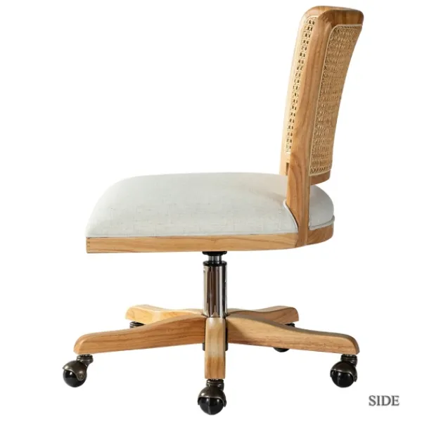 Office Furniture-Kirkland's Home Natural Cane Back Linen Office Chair