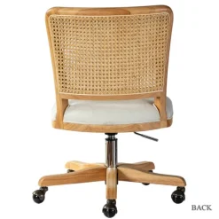 Office Furniture-Kirkland's Home Natural Cane Back Linen Office Chair