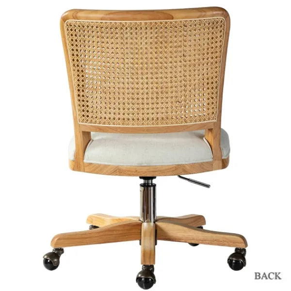 Office Furniture-Kirkland's Home Natural Cane Back Linen Office Chair
